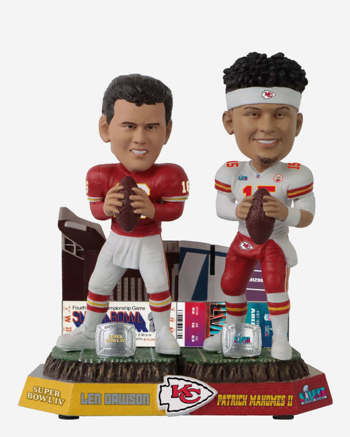 Len Dawson & Patrick Mahomes Kansas City Chiefs Super Bowl Champions Then and Now Bobblehead FOCO - FOCO.com