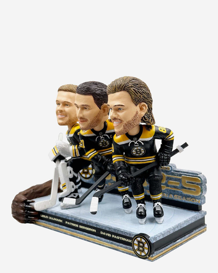 David Pastrnak & Patrice Bergeron & Linus Ullmark Boston Bruins Single-Season Wins Record Triple Bobblehead FOCO - FOCO.com