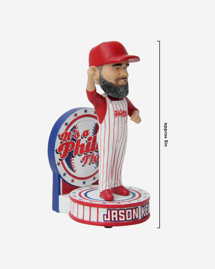 Jason Kelce Bib Overalls Dancing Mini Bobblehead FOCO - FOCO.com