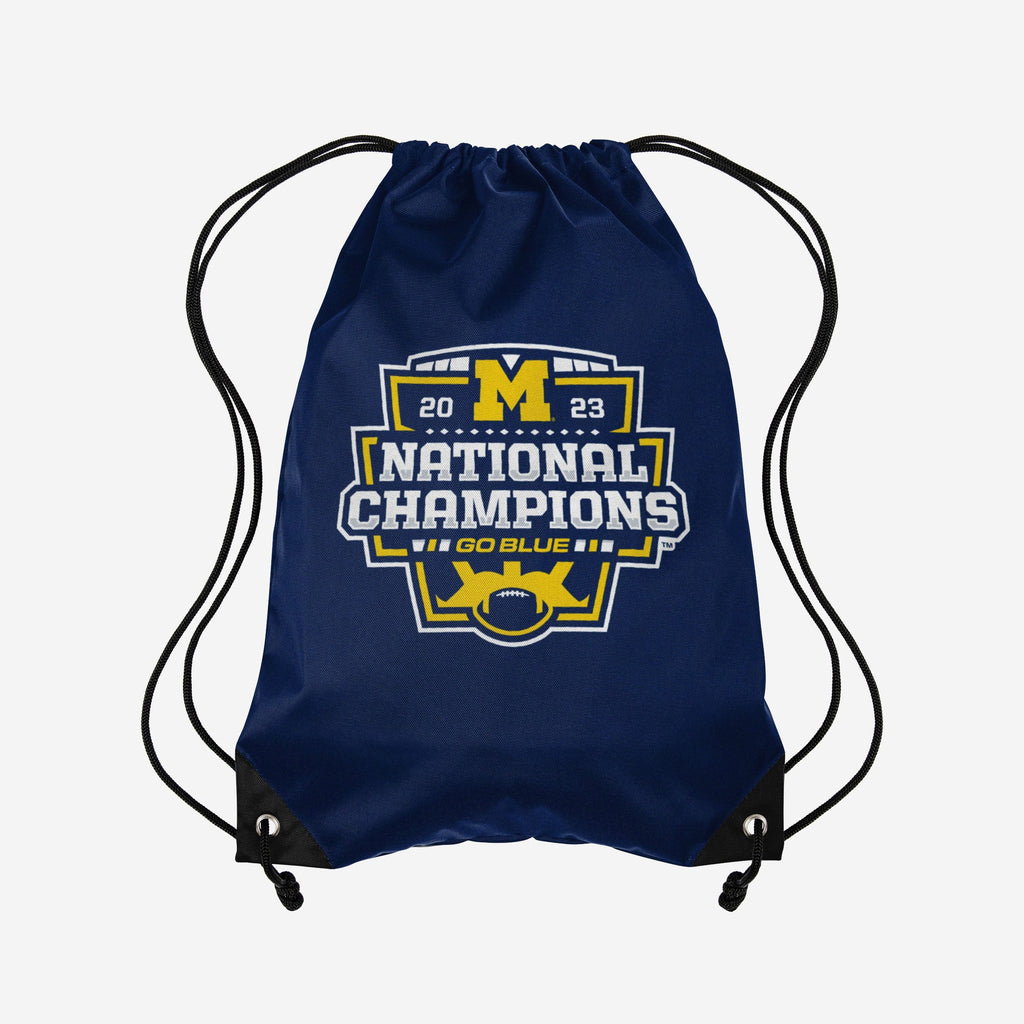 Michigan Wolverines 2023 Football National Champions Big Logo Wordmark Drawstring Backpack FOCO - FOCO.com