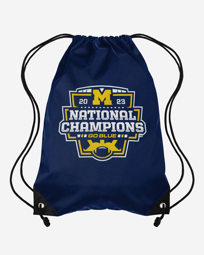 Michigan Wolverines 2023 Football National Champions Big Logo Wordmark Drawstring Backpack FOCO - FOCO.com