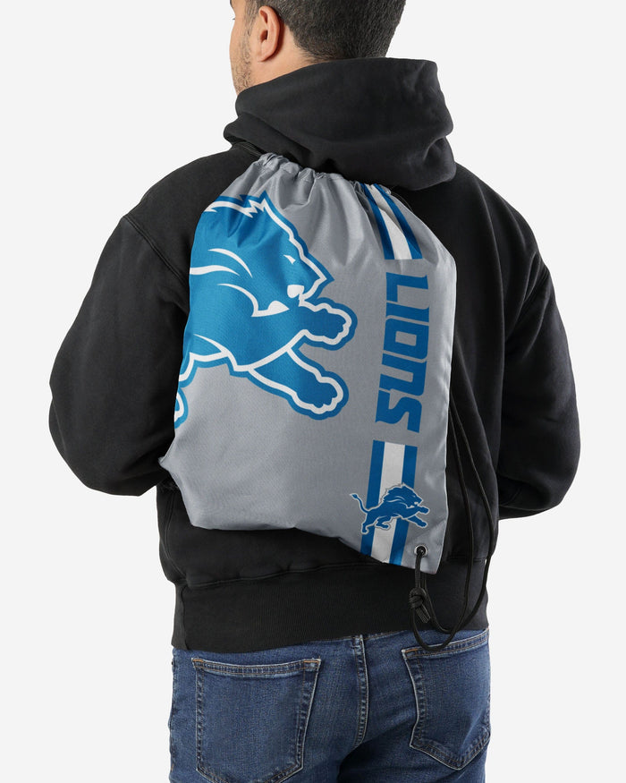 Detroit Lions Gray Alternate Color Big Logo Drawstring Backpack FOCO - FOCO.com