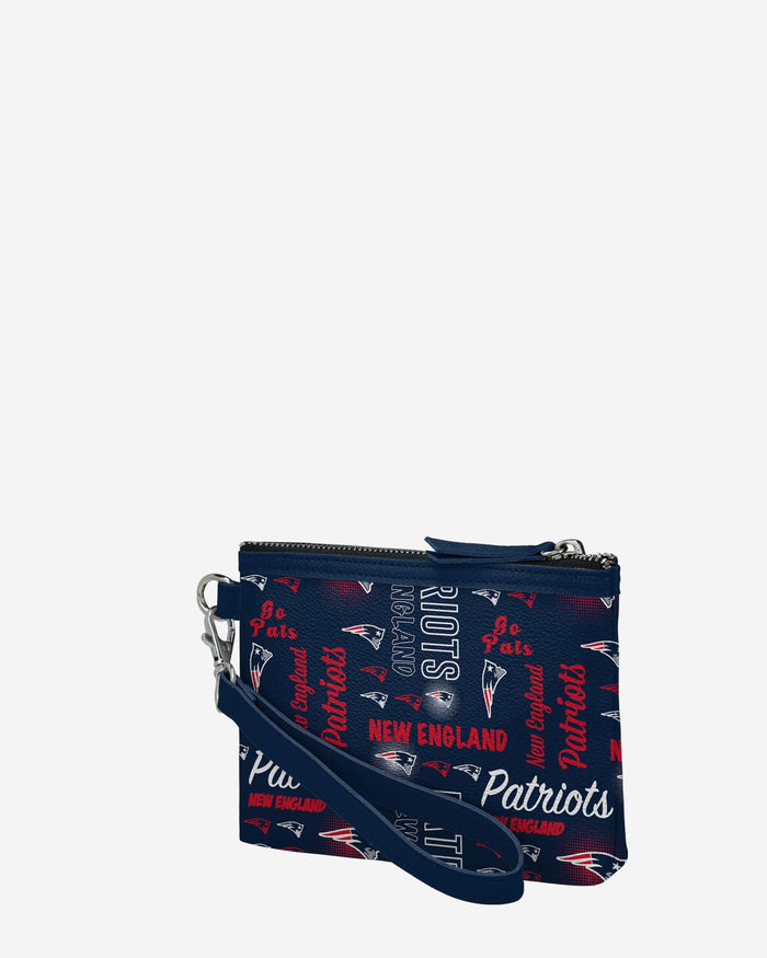 New England Patriots Spirited Style Printed Collection Repeat Logo Wristlet FOCO - FOCO.com