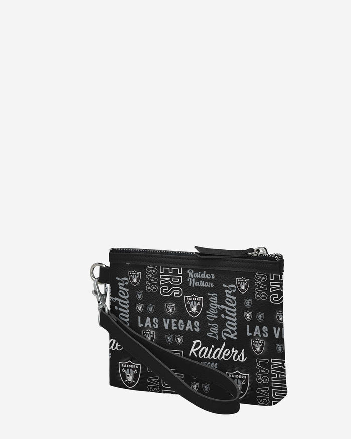 Las Vegas Raiders Spirited Style Printed Collection Repeat Logo Wristlet FOCO - FOCO.com