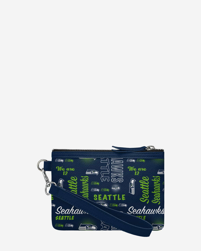 Seattle Seahawks Spirited Style Printed Collection Repeat Logo Wristlet FOCO - FOCO.com