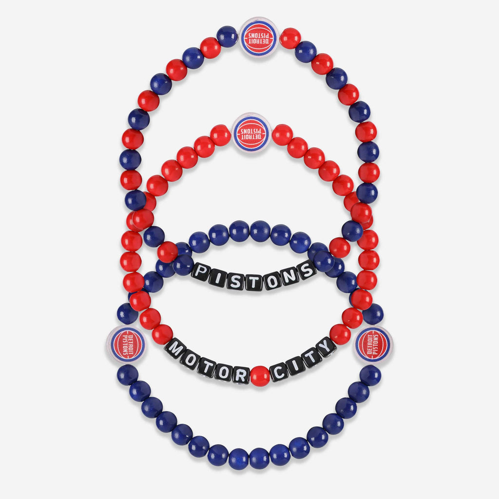 Detroit Pistons 3 Pack Beaded Friendship Bracelet FOCO - FOCO.com