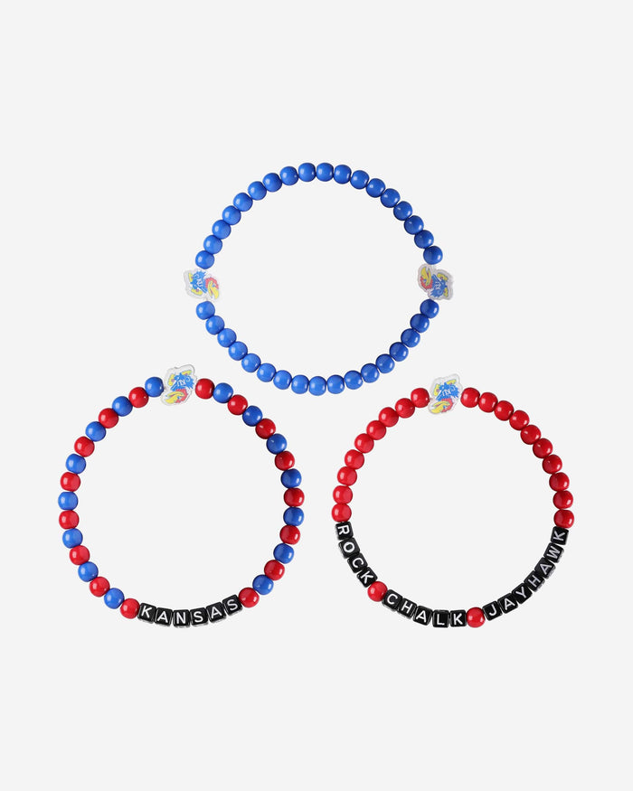 Kansas Jayhawks 3 Pack Beaded Friendship Bracelet FOCO - FOCO.com