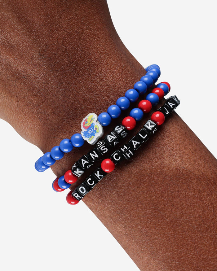 Kansas Jayhawks 3 Pack Beaded Friendship Bracelet FOCO - FOCO.com