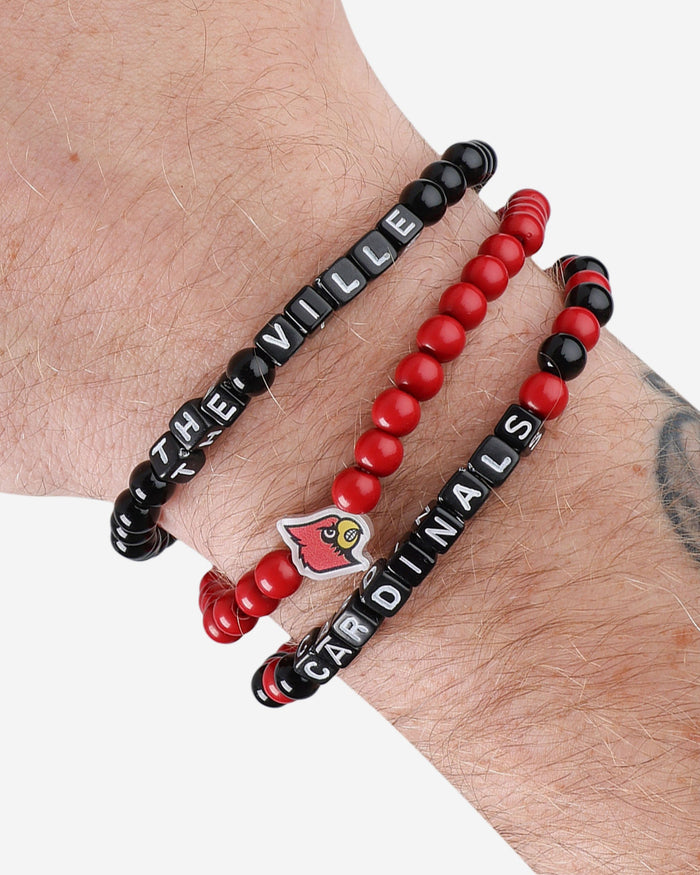 Louisville Cardinals 3 Pack Beaded Friendship Bracelet