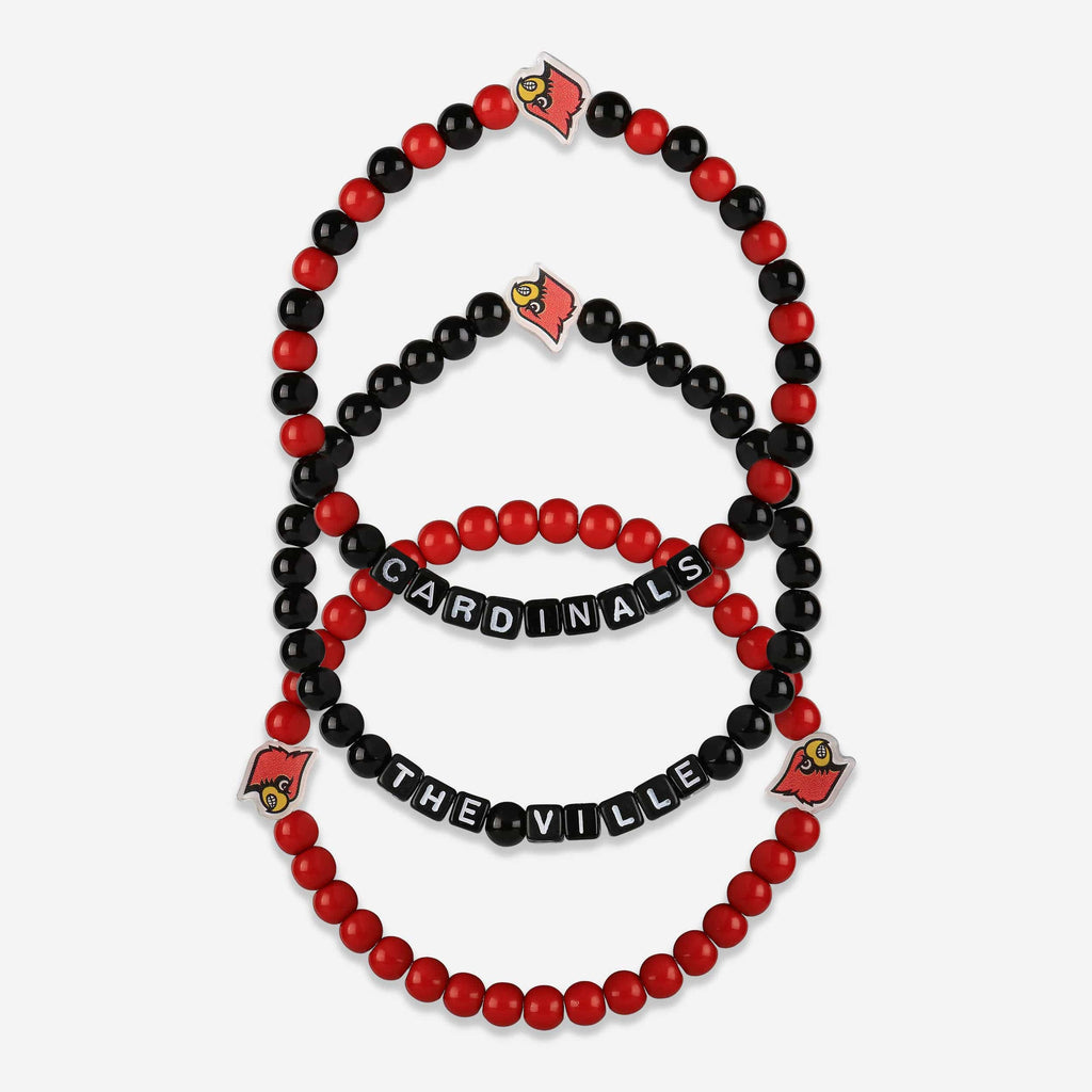 Louisville Cardinals 3 Pack Beaded Friendship Bracelet FOCO - FOCO.com