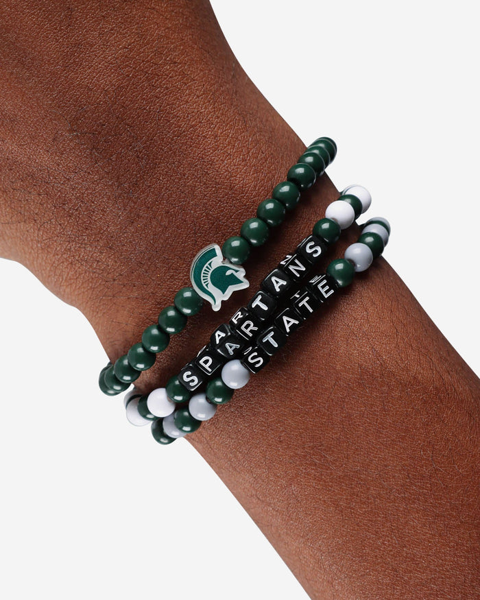 Michigan State Spartans 3 Pack Beaded Friendship Bracelet FOCO - FOCO.com