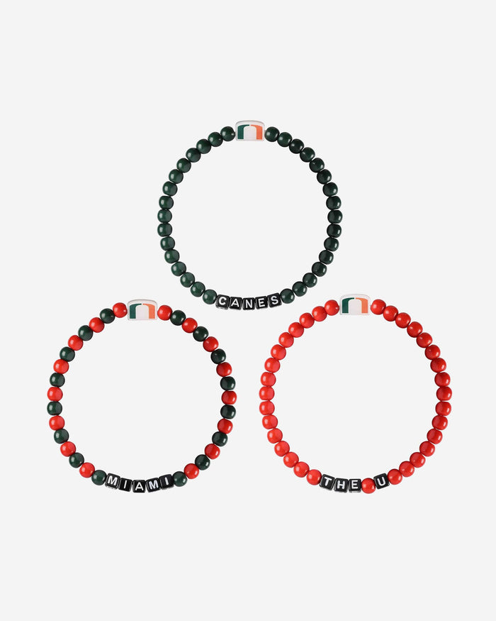 Miami Hurricanes 3 Pack Beaded Friendship Bracelet FOCO