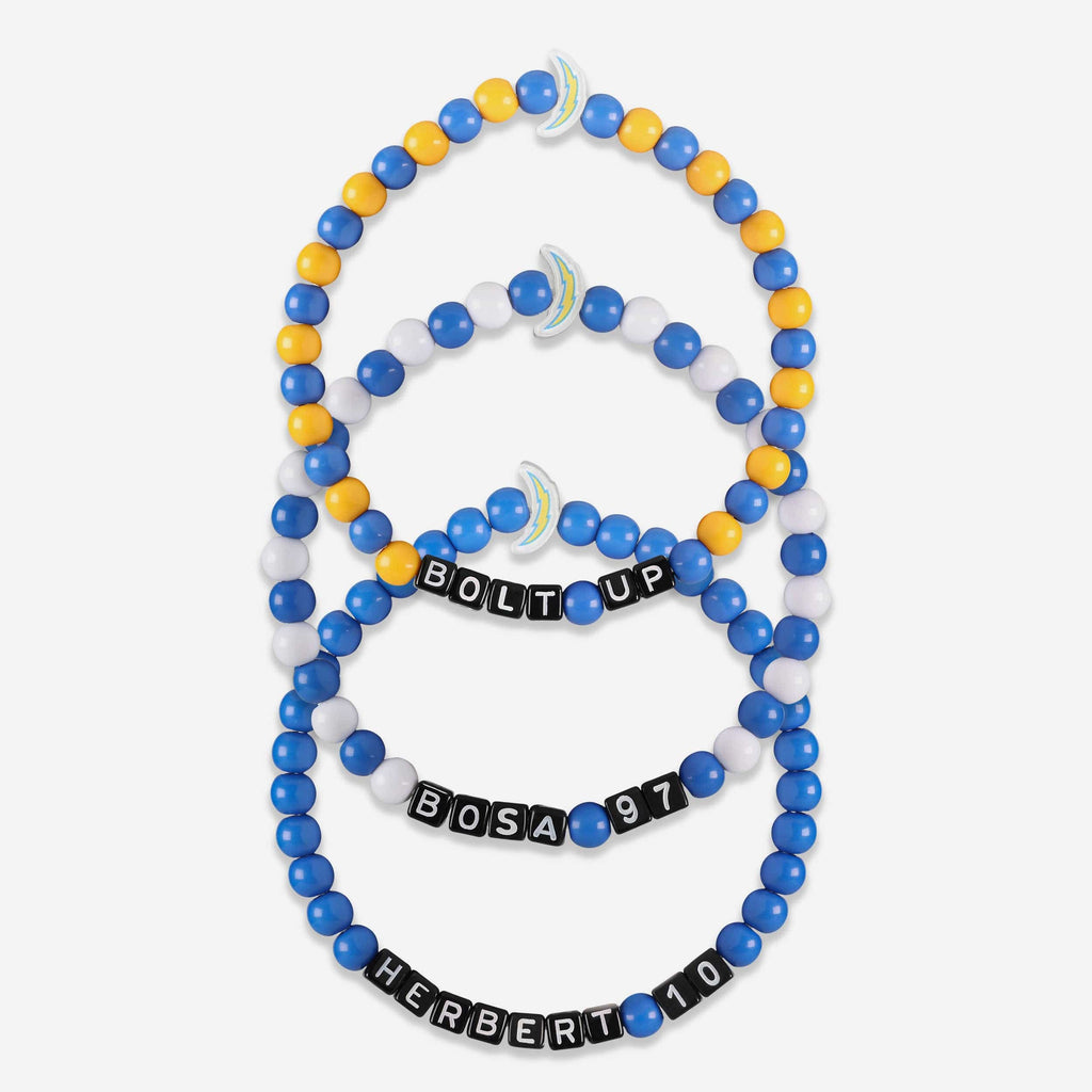 Justin Herbert & Joey Bosa Los Angeles Chargers 3 Pack Player Beaded Friendship Bracelet FOCO - FOCO.com