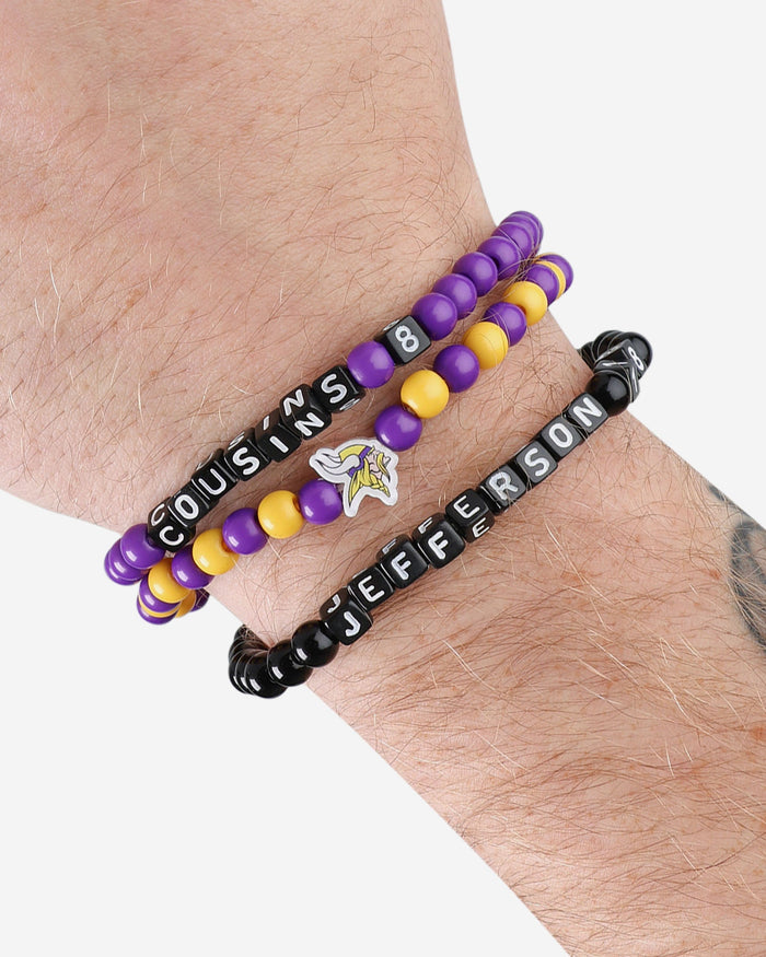 Justin Jefferson & Kirk Cousins Minnesota Vikings 3 Pack Player Beaded Friendship Bracelet FOCO - FOCO.com