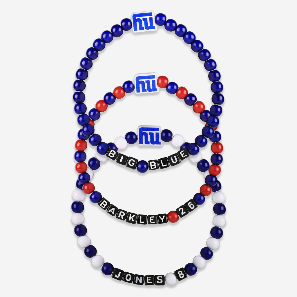 Daniel Jones & Saquon Barkley New York Giants 3 Pack Player Beaded Friendship Bracelet FOCO - FOCO.com