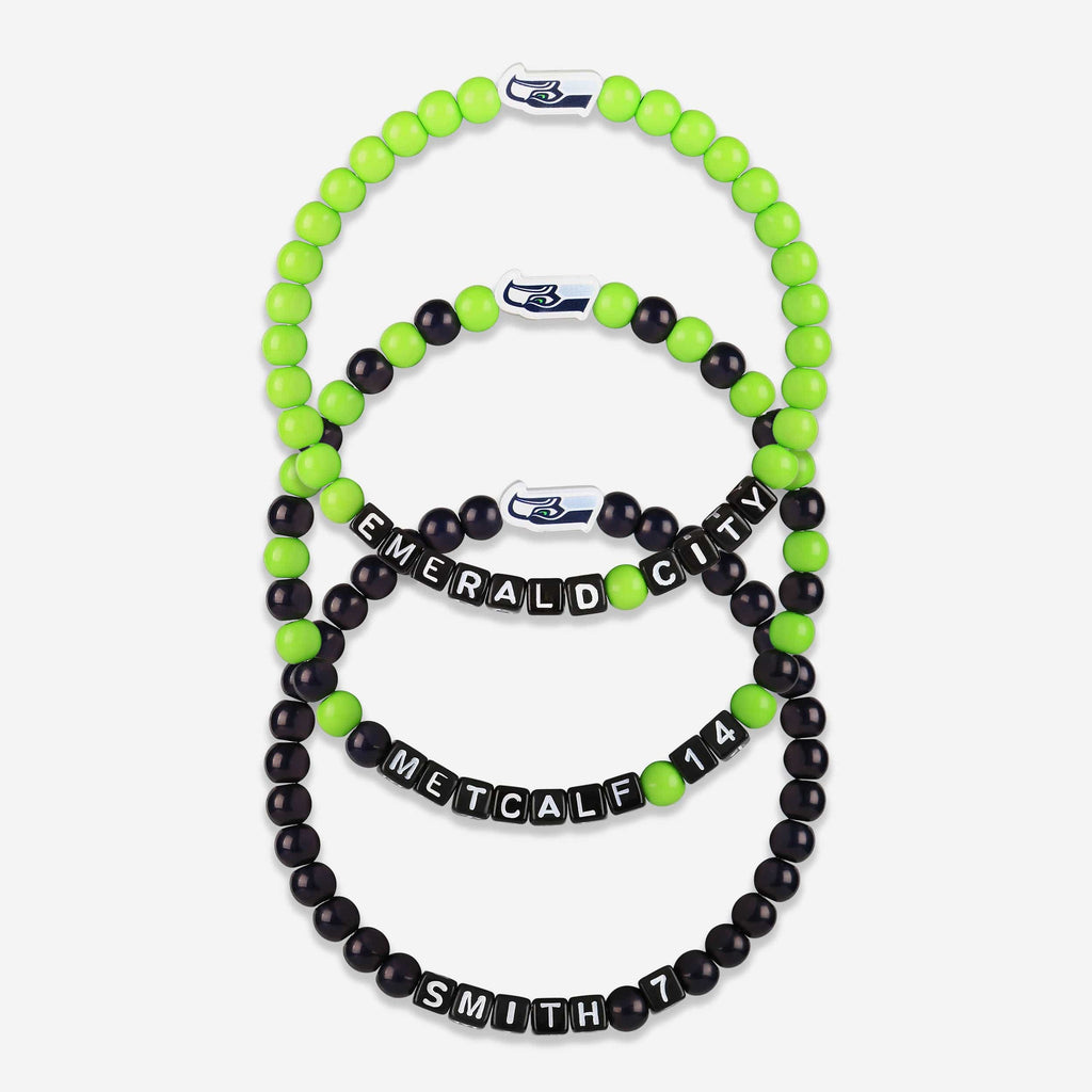 Geno Smith & DK Metcalf Seattle Seahawks 3 Pack Player Beaded Friendship Bracelet FOCO - FOCO.com