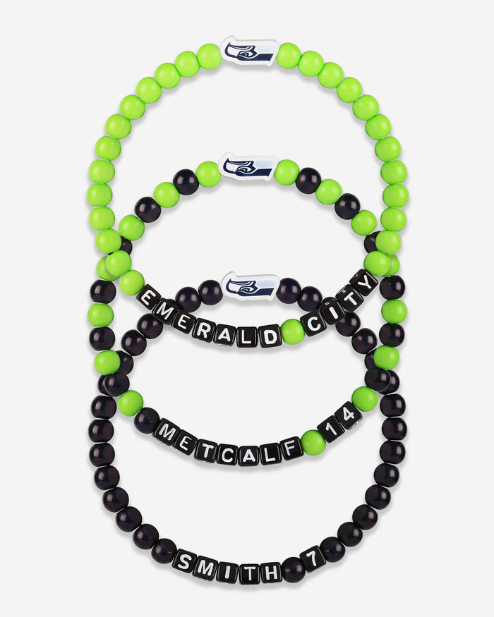 Geno Smith & DK Metcalf Seattle Seahawks 3 Pack Player Beaded Friendship Bracelet FOCO - FOCO.com