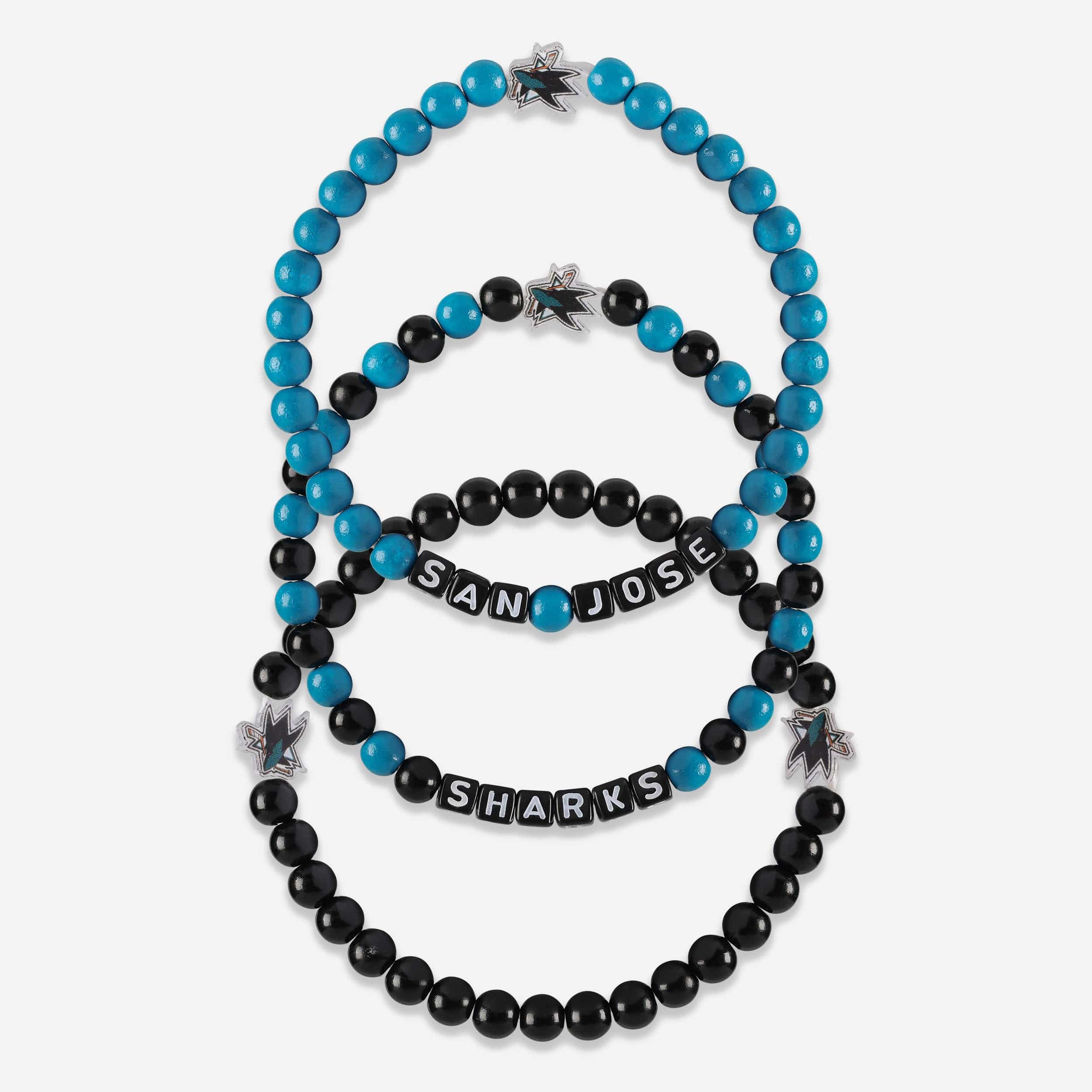 San Jose Sharks NHL 3 Pack Beaded Friendship Bracelet