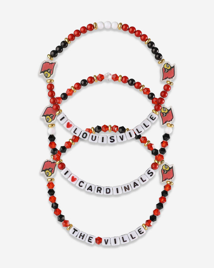 Louisville Cardinals 3 Pack Beaded Friendship Bracelet