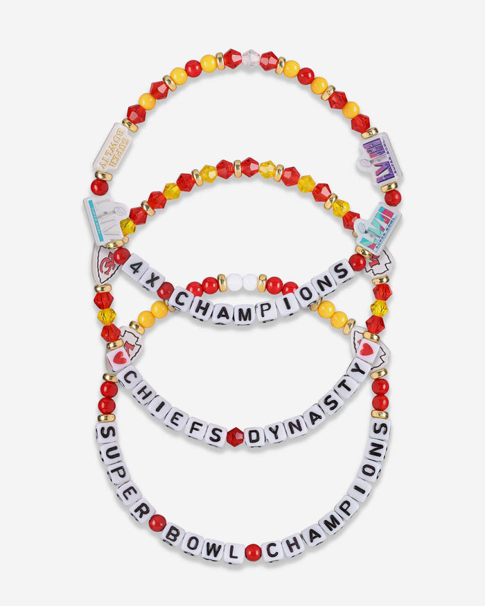 Kansas City Chiefs 4X Super Bowl LVIII Champions 3 Pack Team Friendship Bracelet FOCO - FOCO.com