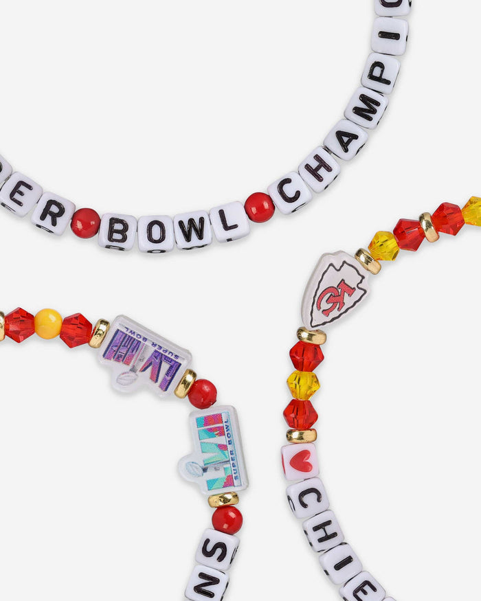 Kansas City Chiefs 4X Super Bowl LVIII Champions 3 Pack Team Friendship Bracelet FOCO - FOCO.com