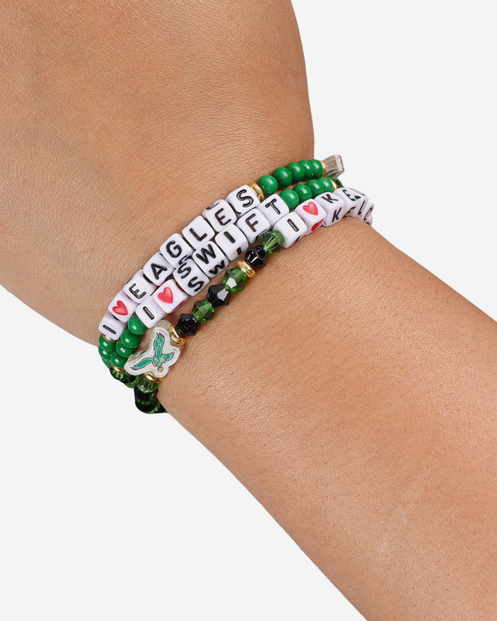 Jason Kelce & D'Andre Swift Philadelphia Eagles Kelly Green 3 Pack Player Friendship Bracelet FOCO - FOCO.com