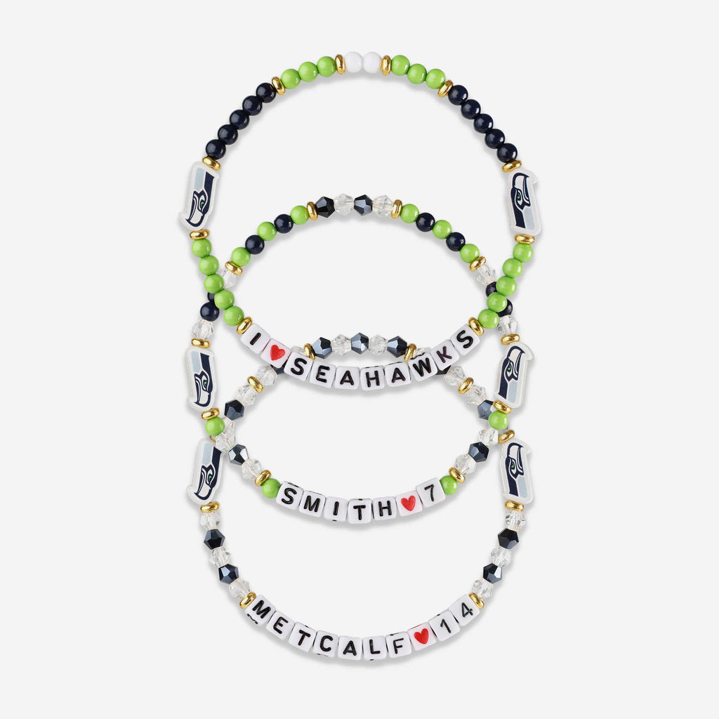 Geno Smith & DK Metcalf Seattle Seahawks 3 Pack Player Friendship Bracelet FOCO - FOCO.com