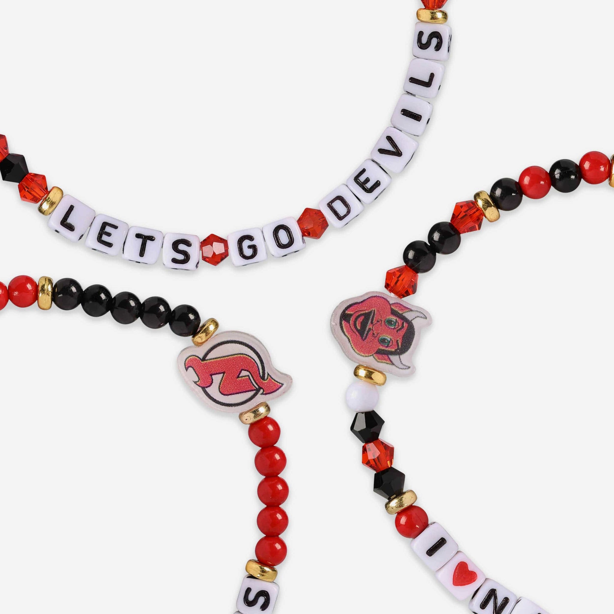 New Jersey Devils NHL 3 Pack Beaded Friendship Bracelet
