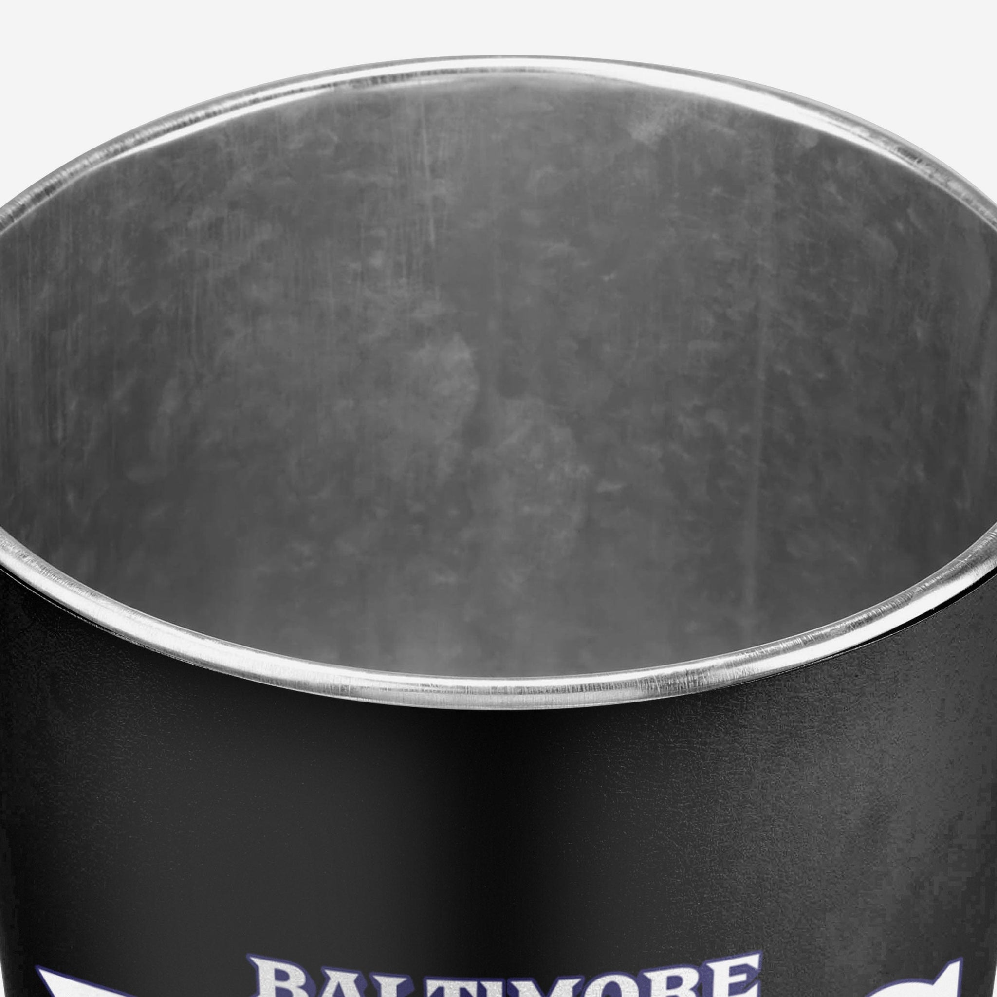 The Furniture Cove - New Brushed Aluminum Finish Trash Can Waste Basket  featuring Baltimore Ravens NFL Team Logo