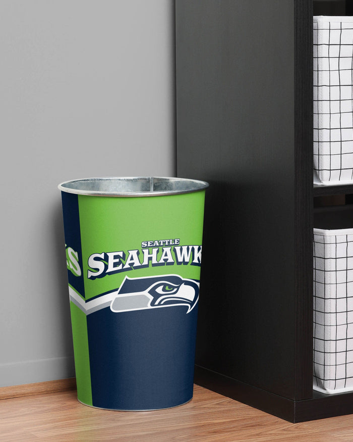 Seattle Seahawks Team Stripe Trash Can FOCO - FOCO.com