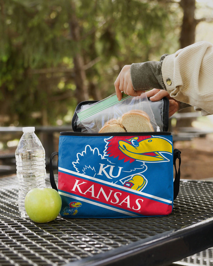 Kansas Jayhawks Big Logo Stripe 6 Pack Cooler FOCO - FOCO.com