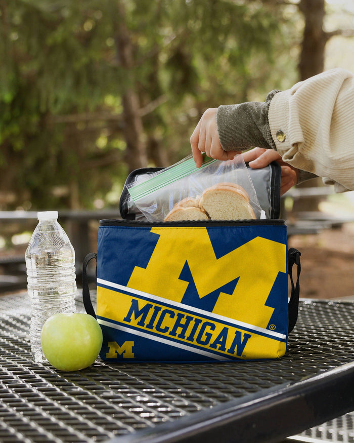 Michigan Wolverines Big Logo Stripe 6 Pack Cooler FOCO - FOCO.com