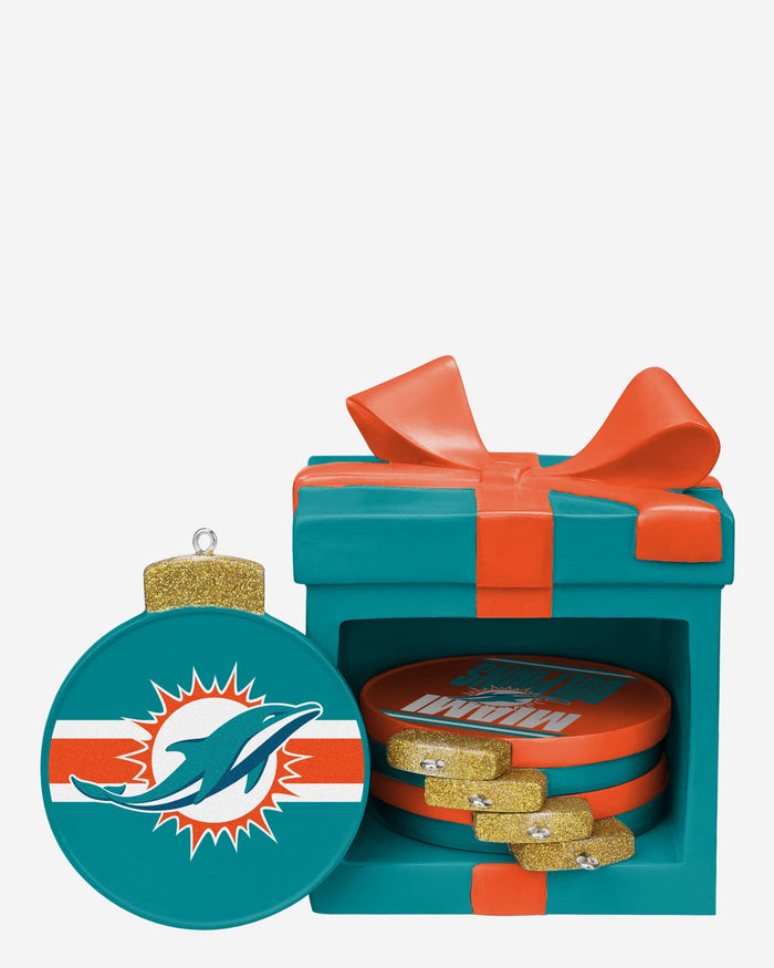 Miami Dolphins Holiday 5 Pack Coaster Set FOCO - FOCO.com