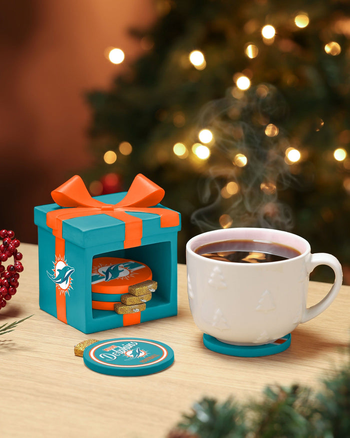 Miami Dolphins Holiday 5 Pack Coaster Set FOCO - FOCO.com