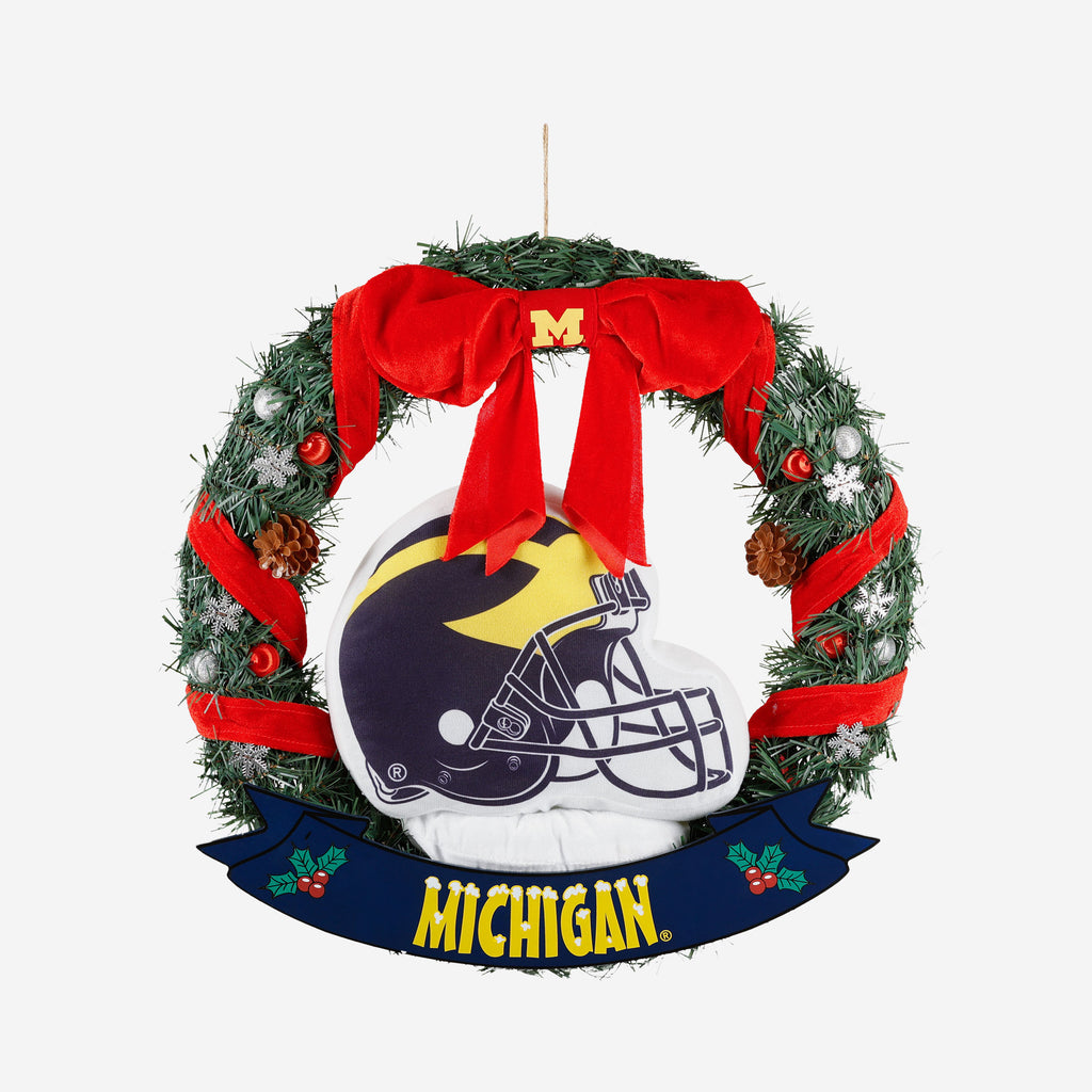 Michigan Wolverines Holiday Helmet Door Wreath FOCO - FOCO.com