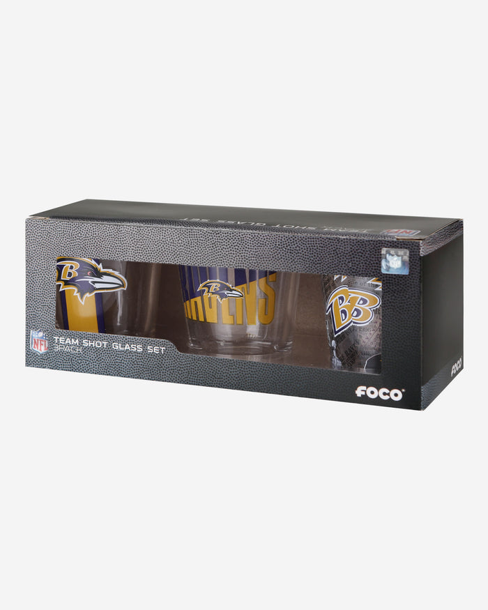 Baltimore Ravens 3 Pack Shot Glass FOCO - FOCO.com