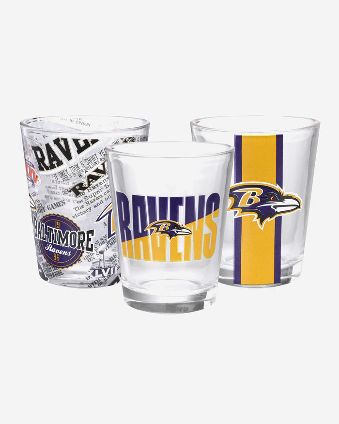 Baltimore Ravens 3 Pack Shot Glass FOCO - FOCO.com