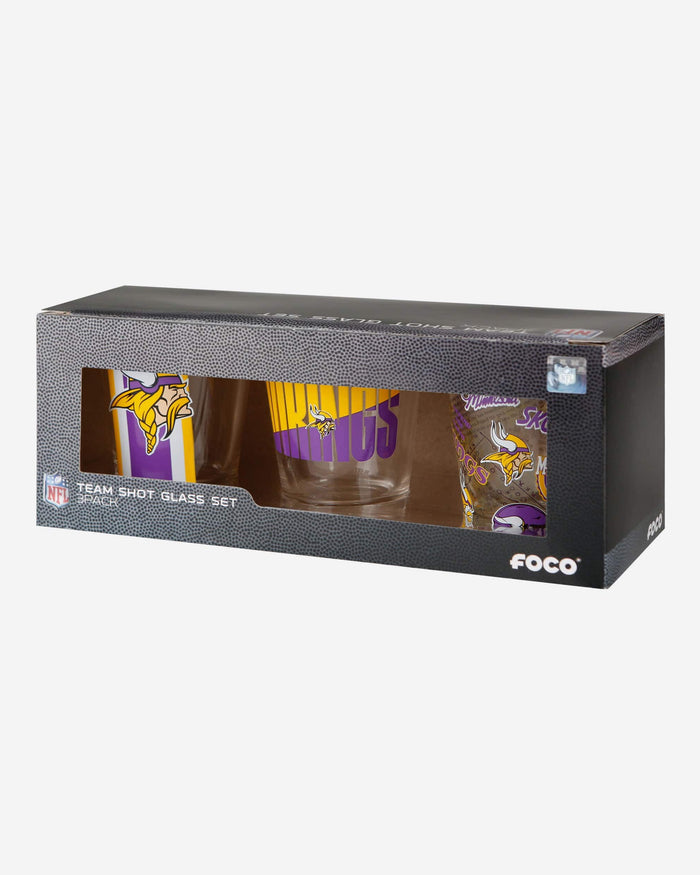 Minnesota Vikings 3 Pack Shot Glass FOCO - FOCO.com