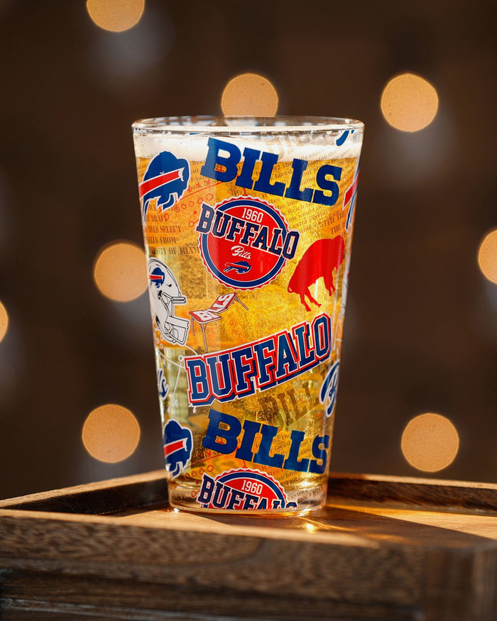 Buffalo Bills Historic Print Pint Glass FOCO - FOCO.com