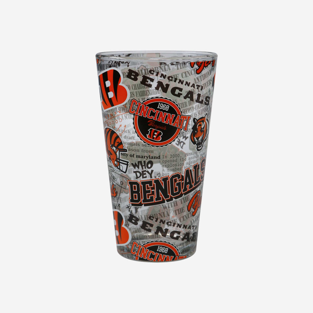 Cincinnati Bengals Historic Print Pint Glass FOCO - FOCO.com