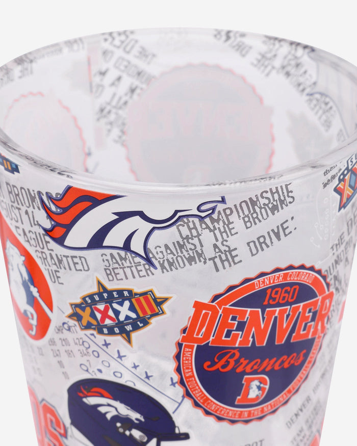 Denver Broncos Historic Print Pint Glass FOCO - FOCO.com