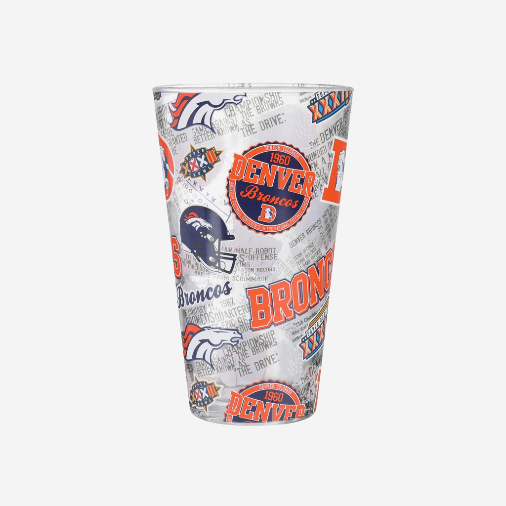 Denver Broncos Historic Print Pint Glass FOCO - FOCO.com