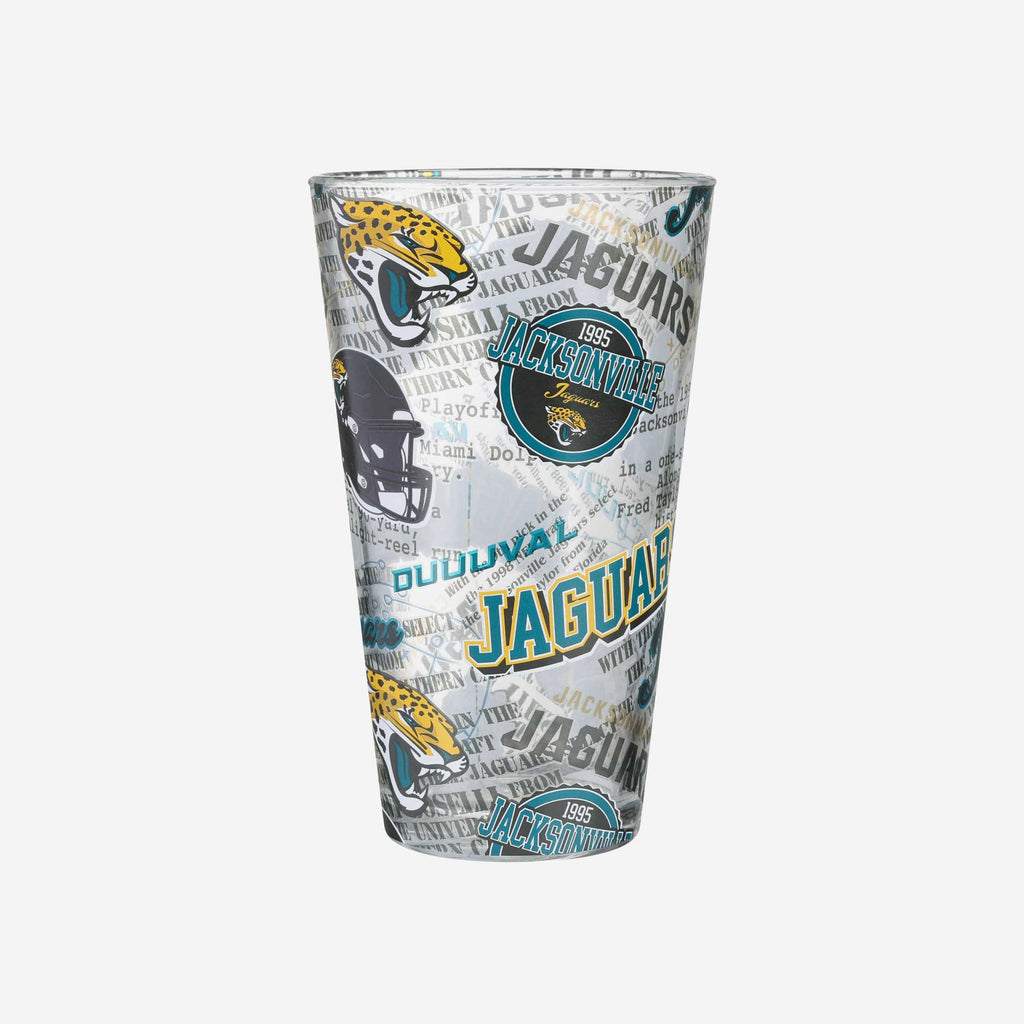 Jacksonville Jaguars Historic Print Pint Glass FOCO - FOCO.com