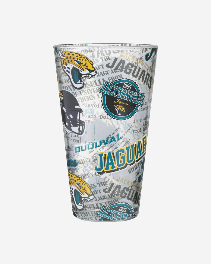 Jacksonville Jaguars Historic Print Pint Glass FOCO - FOCO.com