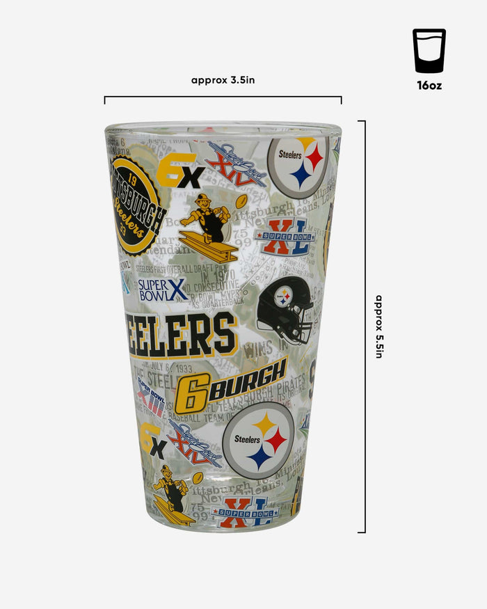 Pittsburgh Steelers NFL Historic Print Pint Glass