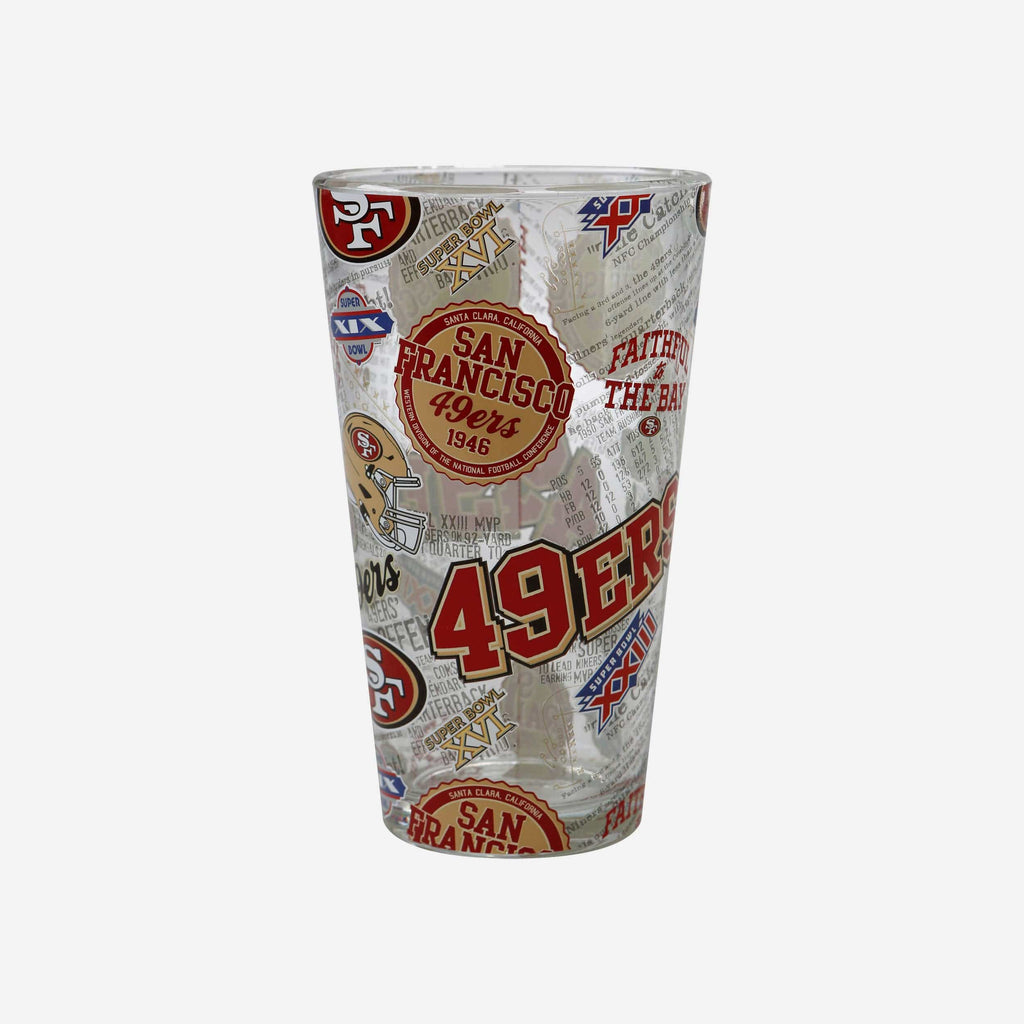 San Francisco 49ers Historic Print Pint Glass FOCO - FOCO.com