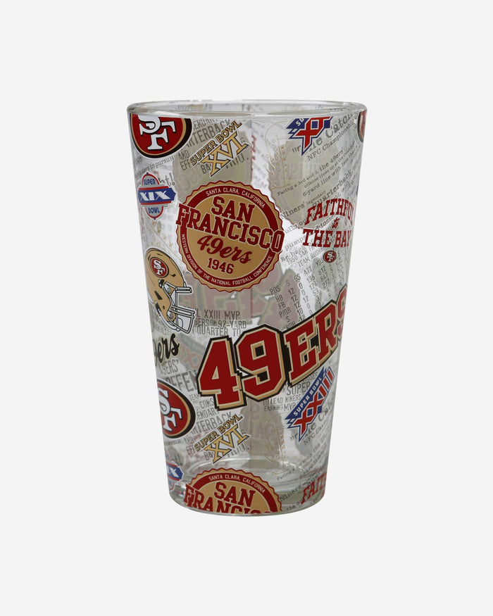 San Francisco 49ers Historic Print Pint Glass FOCO - FOCO.com