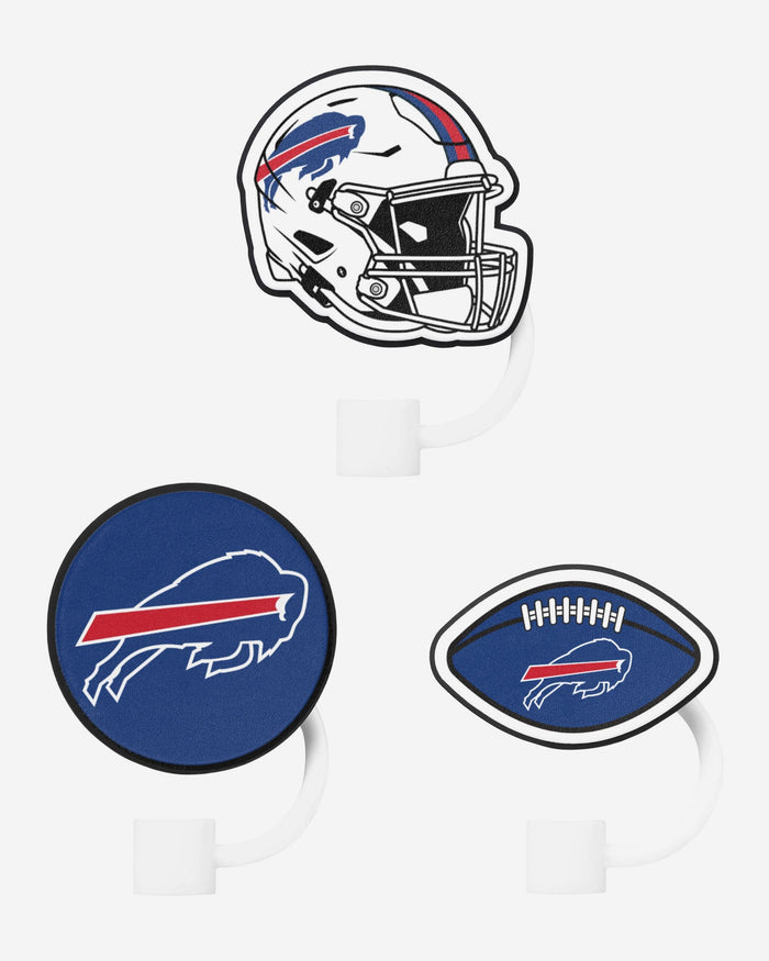 Buffalo Bills 3 Pack Primary Logo Straw Toppers FOCO - FOCO.com