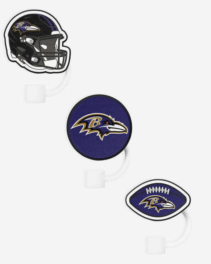 Baltimore Ravens 3 Pack Primary Logo Straw Toppers FOCO - FOCO.com