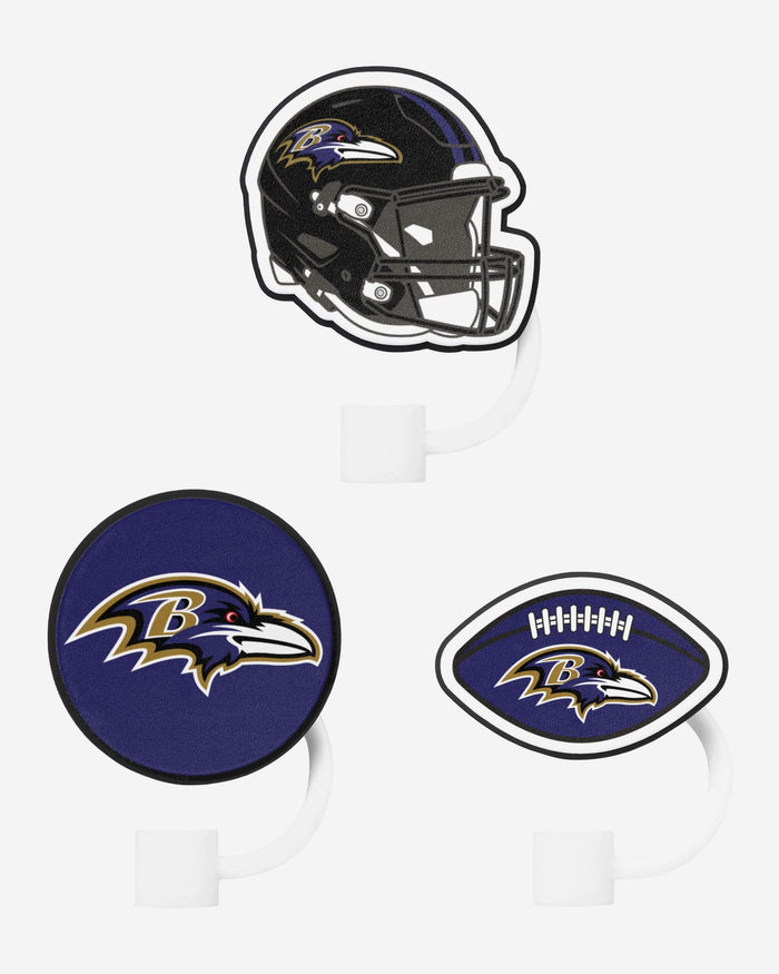 Baltimore Ravens 3 Pack Primary Logo Straw Toppers FOCO - FOCO.com